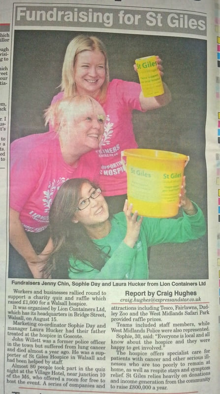 Lion Containers and St. Giles Hospice in The Express & Star