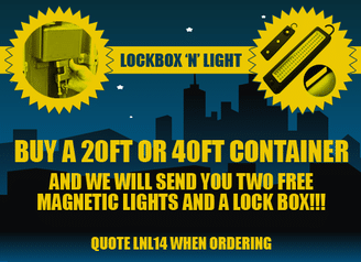 Free Magnetic Light Set and Free Lockbox With Every New or Used Container