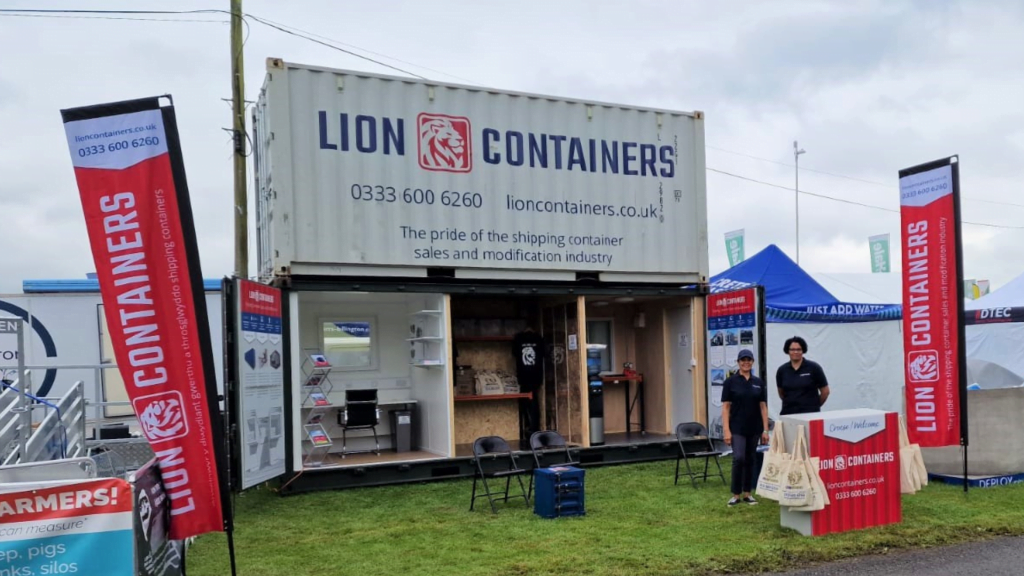 Lion Containers set up at the Royal Welsh Show.