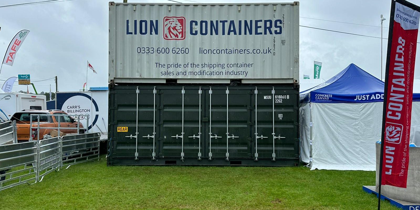 Lion Containers set up at the Royal Welsh Show.